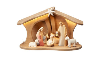 Leonardo Nativity Set - 9 pieces - Luce Stable for Holy Family with LED - 910753L