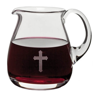 37 oz. Glass Flagon with Etched Cross - 9123