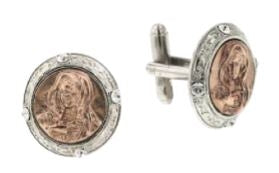 91242 - Rose Gold-Tone and Silver-Tone Mary Round Cufflinks