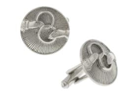 91254 - Silver-Tone Interlocking Rings Round Cufflinks