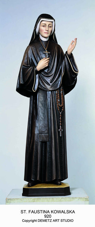 920 St Faustina Statue - Wood Carved