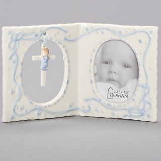 4" Boy Baby Picture Frame with Cross - 94208