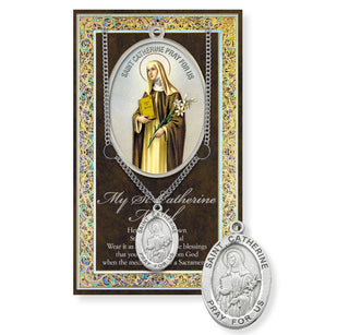 St. Catherine Pewter Medal - 24" Chain - 950-416