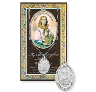 St. Dymphna Pewter Medal - 18" Chain - 950-434