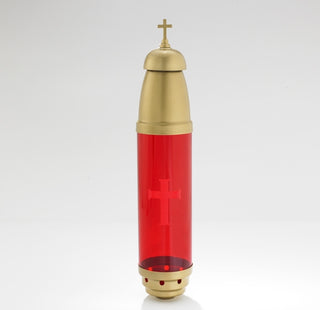 Candle - Gold with Red  - No Filigree with Stake - 9766PC