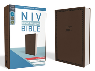 NIV THINLINE BIBLE LARGE PRINT IMITATION LEATHER BROWN - 9780310448532