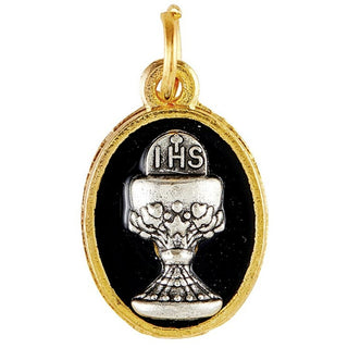 Black and Gold First Communion Chalice Medal - BK-12669