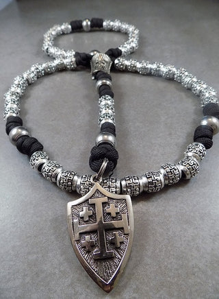 Fleur-de-lis Shield Paracord Rosary