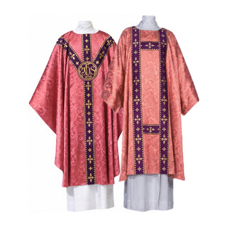 Matching Rose-Purple Chasuble and Dalmatic - JHS Collection - BND-AG-JHS-ROSE-PURPLE