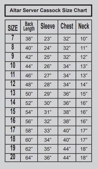CHILDREN ALTAR SERVER CASSOCKS - 561B-562R-CASSOCK