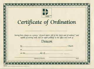 Certificate Of Ordination For Deacon Green Print - CC06-01548