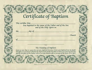 Certificate Of Baptism Beige Parchment Paper - CC06-01555