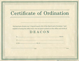 Certificate Of Ordination For Deacon Green Print - CC06-01579