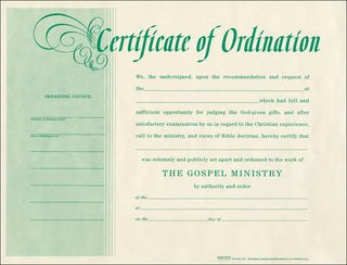 Certificate Of Ordination For Minister Beige Parchment - CC06-01586