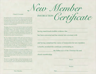 New Member Instruction Certificate Package of 6 - CC06-01623