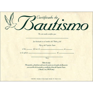 CERTIFICADO DE BAUTISMO(6 PACK OF BAPTISM CERTIFICATES - CC06-03280