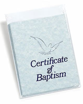 Certificate Of Baptism Blue Folded Parchment Paper - CC06-03702