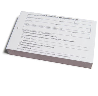 Church Membership & Decision Record Triplicate Pack of 100 - CC06-05744