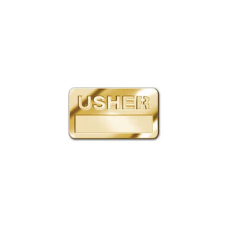 Usher Name Badge with Cut-out Lettering Brass Finish - CC06-06826