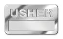 Usher Name Badge W/ Cut-out Lettering Silver Finish - CC06-06833