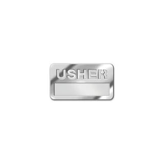 Usher Name Badge with Cut-out Lettering Silver Finish - CC06-06833