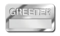 Greeter Name Badge W/ Cut-out Lettering Silver Finish - CC06-06840