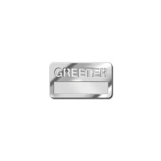 Greeter Name Badge with Cut-out Lettering Silver Finish - CC06-06840