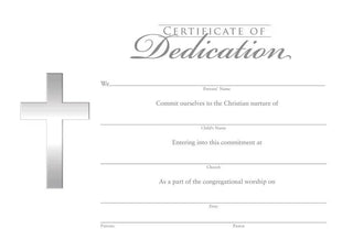 Certificate Of Dedication Foil Stamped Pack of 6 - CC06-08844