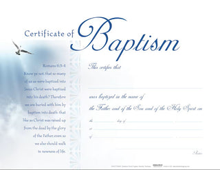 Certificate Of Baptism Clouds Pack of 6 - CC06-82881