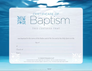 Certificate Of Baptism Blue Flat Pack of 6 - CC06-82898