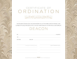 Certificate Of Ordination For Deacon Flat Opaque - CC06-83246
