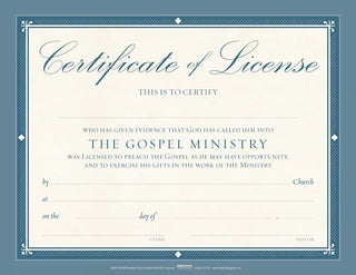 Certificate Of License For The Gospel Ministry - CC06-83260