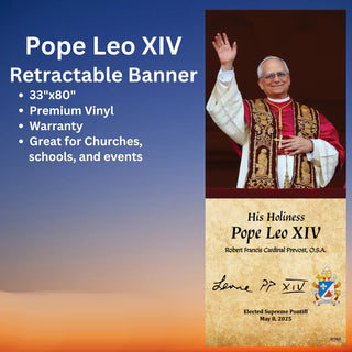 Pope Leo XIV Waving - Retractable Banner - 33" x 80" - CI-LEO-R-BANNER
