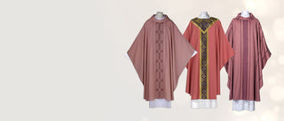 Three different rose chasubles. 