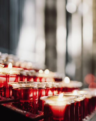 votive candles in church