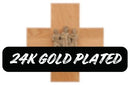 Stations of the Cross, 1-14, Gold Plated, Mounted on Oak Crosses - K-378-24GP