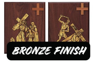 Stations of the Cross, 1-14, Bronze, Mounted on Wood Plaques - K-379-BP-WAL