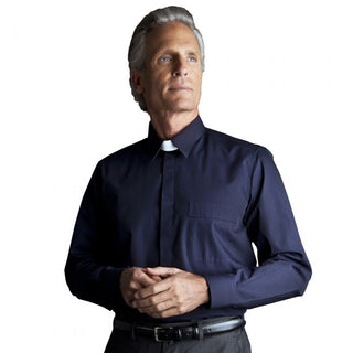 Desta Cotton Blend Long Sleeve Roman Collar Shirt - D150