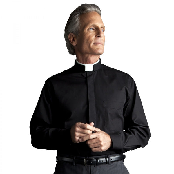 Desta Roman Collar Long Sleeve Clergy Shirt in Cotton Blend - D152