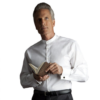 Desta Cotton Blend White Long Sleeve with Cufflinks Shirt for Cassock - D163