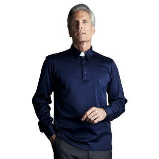 Desta Lisle Yarn Roman Collar Long-Sleeve Polo Shirt  - D194