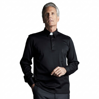 Desta Lisle Yarn Roman Collar Long-Sleeve Polo Shirt  - D194