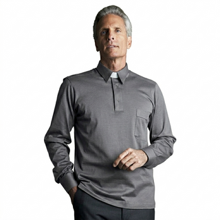 Desta Lisle Yarn Roman Collar Long-Sleeve Polo Shirt  - D194