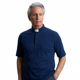 Desta Cotton Clergy Collar Short-Sleeve Polo Shirt - D197-PSHI