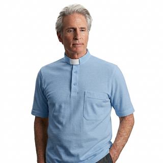 Desta Cotton Clergy Collar Short-Sleeve Polo Shirt - D197-PSHI