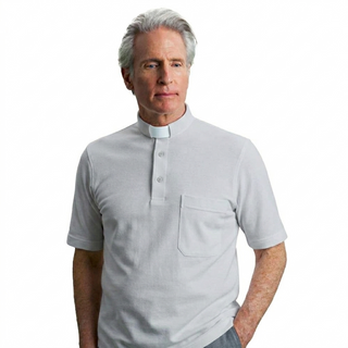 Desta Cotton Clergy Collar Short-Sleeve Polo Shirt - D197-PSHI
