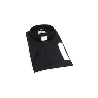 Desta Black Fil a Fil Cotton Short Sleeve Tab Collar Shirt - D200-BLA