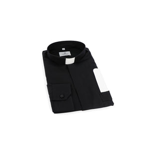 Desta Black Fil a Fil Cotton Long Sleeve Tab Collar Shirt - D201-BLA