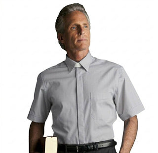 Desta Fil a Fil Cotton Short Sleeve Roman Collar Shirt - D202-SOD-BLU