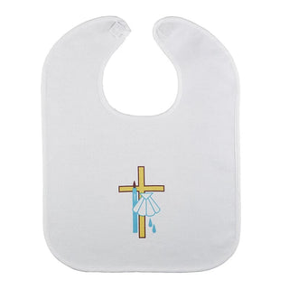Printed Cotton Baptismal Bib - Velcro Closure - Shell - D3399